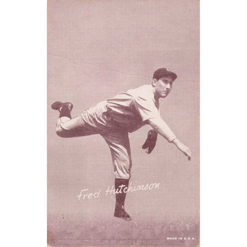 1947-66 W461 Exhibits Fred Hutchinson Detroit Tigers Baseball Card Pitcher VG